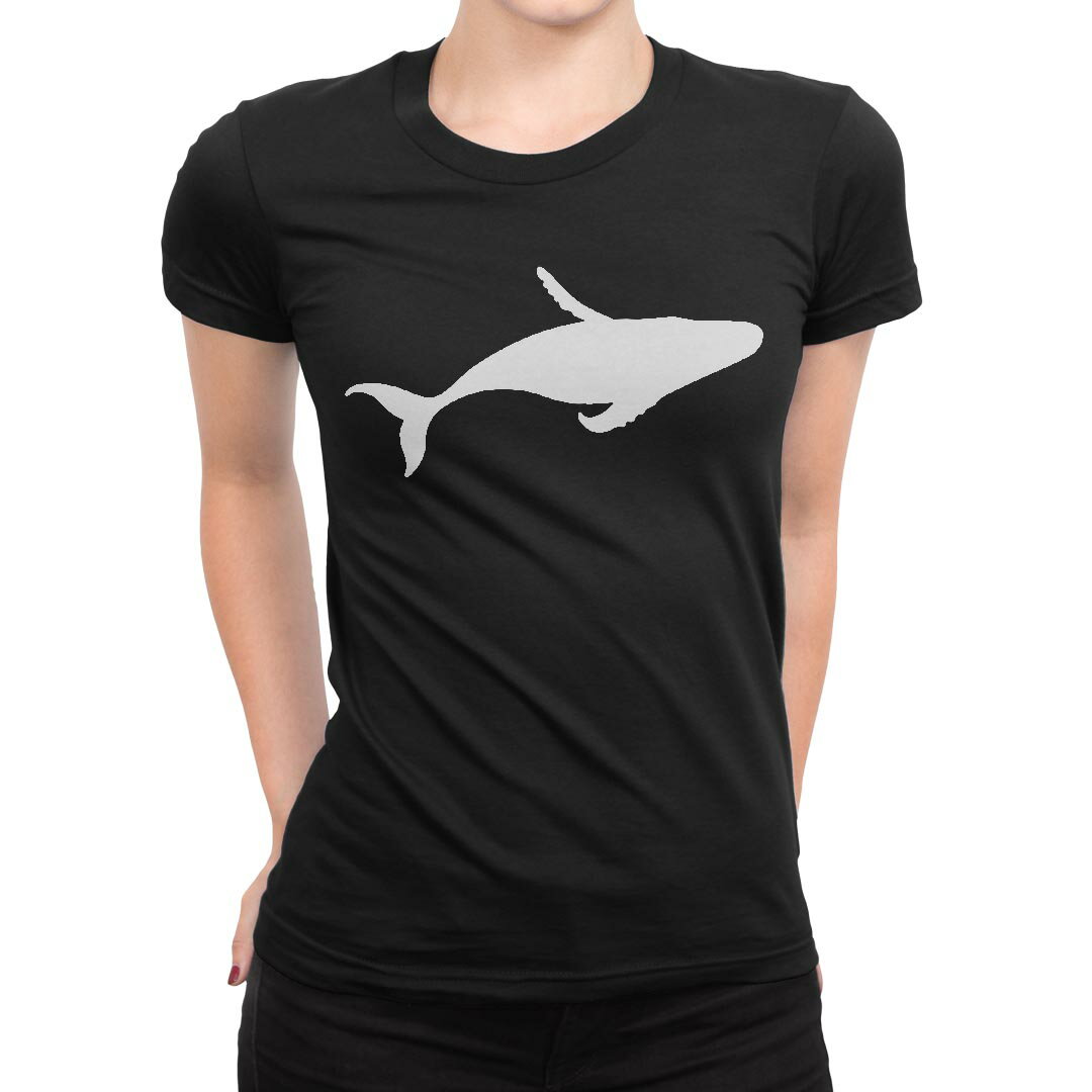 乐天商城 - tシャツ レディース 半袖 ブラック 黒 デザイン M L Tシャツ ティーシャツ T shirt 034443 くじら シルエット
