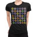 tシャツ レディース 半袖 ブラック 黒 デザイン M L Tシャツ ティーシャツ T shirt 004309 イラスト キャラクター カラフル