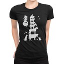 tシャツ レディース 半袖 ブラック 黒 デザイン M L Tシャツ ティーシャツ T shirt 005955 動物 影 ブレーメン