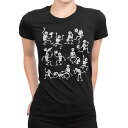 tシャツ レディース 半袖 ブラック 黒 デザイン M L Tシャツ ティーシャツ T shirt 006496 骸骨 ドクロ イラスト