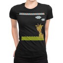 tシャツ レディース 半袖 ブラック 黒 デザイン M L Tシャツ ティーシャツ T shirt 006827 きりん キャラクター