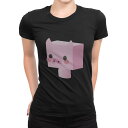 tシャツ レディース 半袖 ブラック 黒 デザイン M L Tシャツ ティーシャツ T shirt 007144 豚 キャラクター