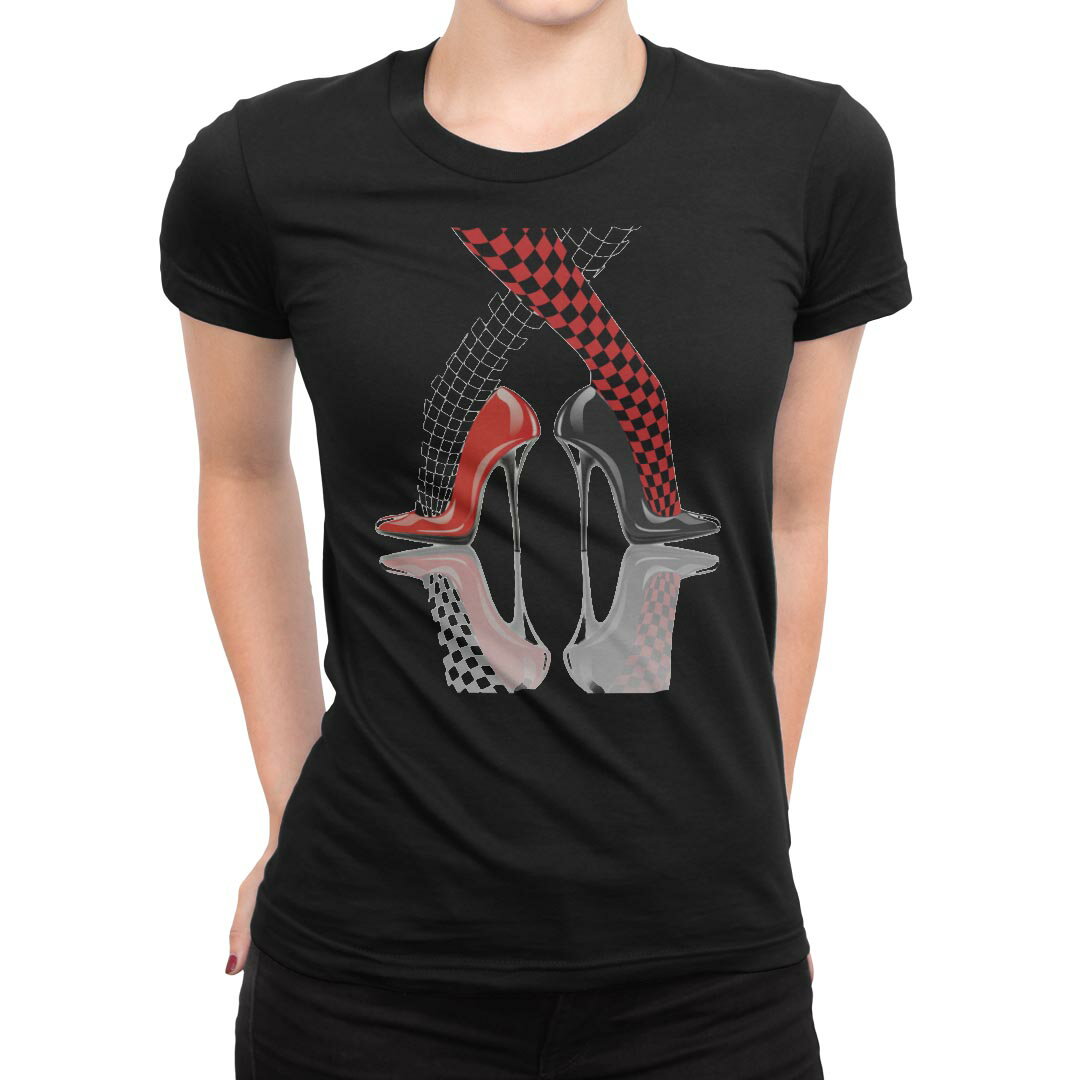 tシャツ レディース 半袖 ブラック 黒 デザイン M L Tシャツ ティーシャツ T shirt 007483 チェック　..