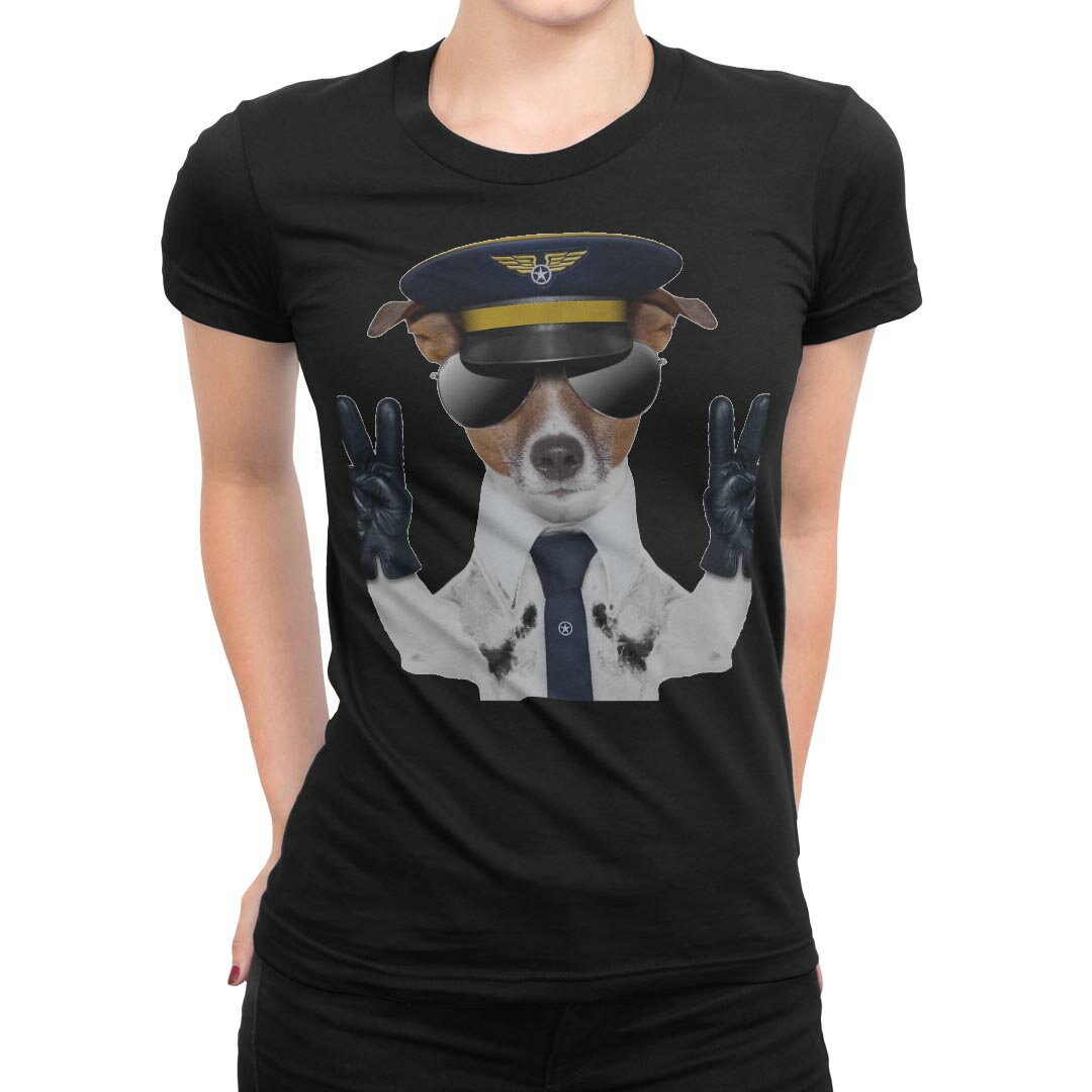 tシャツ レディース 半袖 ブラック 黒 デザイン M L Tシャツ ティーシャツ T shirt 007938 写真 犬 サングラス