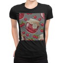 tシャツ レディース 半袖 ブラック 黒 デザイン M L Tシャツ ティーシャツ T shirt 008320 イラスト さくらんぼ チェリー 赤 レッド