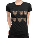 tシャツ レディース 半袖 ブラック 黒 デザイン M L Tシャツ ティーシャツ T shirt 008342 イラスト 熊 ベアー アイコン