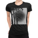 tシャツ レディース 半袖 ブラック 黒 デザイン M L Tシャツ ティーシャツ T shirt 008536 和柄 和風 竹 植物 白黒