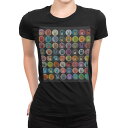 tシャツ レディース 半袖 ブラック 黒 デザイン M L Tシャツ ティーシャツ T shirt 008810 模様 カラフル ゲーム