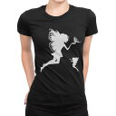 tシャツ レディース 半袖 ブラック 黒 デザイン M L Tシャツ ティーシャツ T shirt 009143 妖精 イラスト 黒
