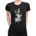 tシャツ レディース 半袖 ブラック 黒 デザイン M L Tシャツ ティーシャツ T shirt 009148 植物 イラスト 黒