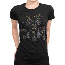 tシャツ レディース 半袖 ブラック 黒 デザイン M L Tシャツ ティーシャツ T shirt 009195 花 カラフル