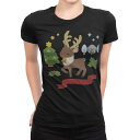 tシャツ レディース 半袖 ブラック 黒 デザイン M L Tシャツ ティーシャツ T shirt 009267 クリスマス キャラクター