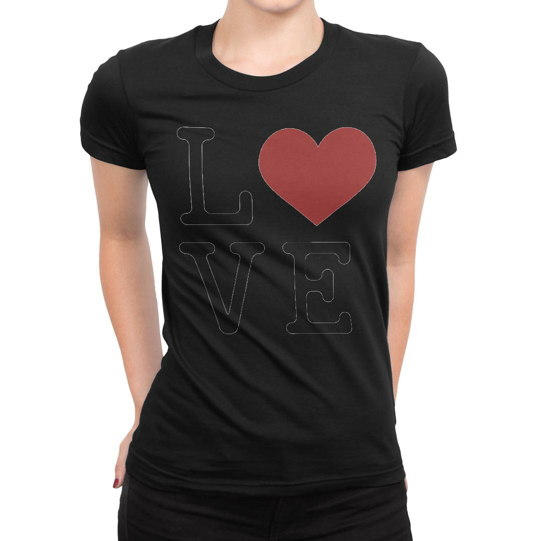 tシャツ レディース 半袖 ブラック 黒 デザイン M L Tシャツ ティーシャツ T shirt 009284 英語 ハート LOVE