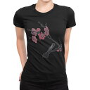 tシャツ レディース 半袖 ブラック 黒 デザイン M L Tシャツ ティーシャツ T shirt 009339 和風 和柄