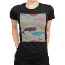 tシャツ レディース 半袖 ブラック 黒 デザイン M L Tシャツ ティーシャツ T shirt 009452 動物 くじら カラフル