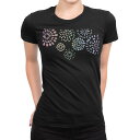 tシャツ レディース 半袖 ブラック 黒 デザイン M L Tシャツ ティーシャツ T shirt 009639 花火 カラフル シンプル