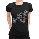 tシャツ レディース 半袖 ブラック 黒 デザイン M L Tシャツ ティーシャツ T shirt 009960 クリスマス サンタ 乗り物