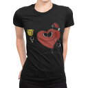 tシャツ レディース 半袖 ブラック 黒 デザイン M L Tシャツ ティーシャツ T shirt 010065 ハート クリスマス キャラクター