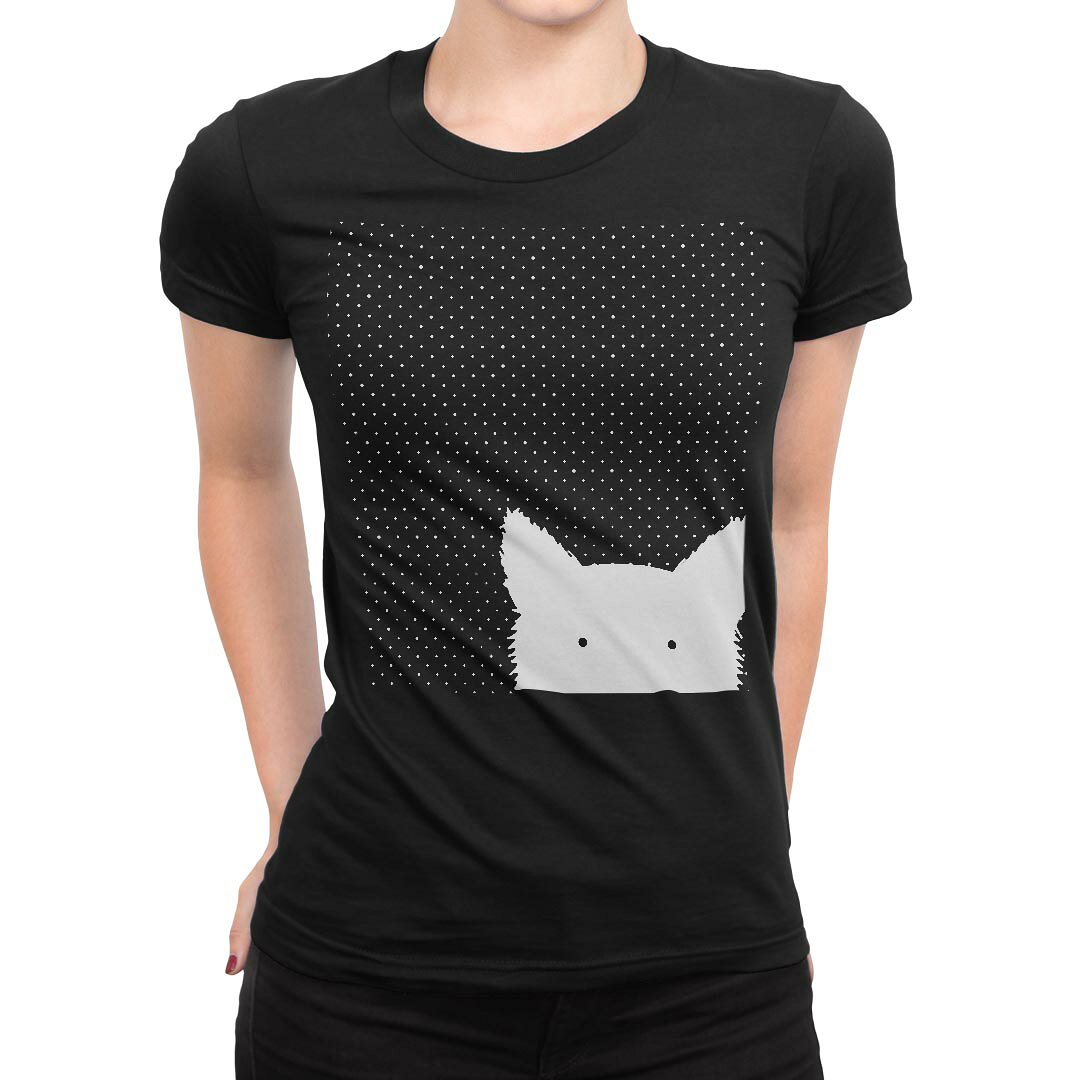 tシャツ レディース 半袖 ブラック 黒 デザイン M L Tシャツ ティーシャツ T shirt 010211 猫　黒　白 kabekore-11277449 kabeコレ パッケージ画像
