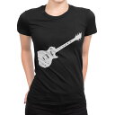 tシャツ レディース 半袖 ブラック 黒 デザイン M L Tシャツ ティーシャツ T shirt 010278 ギター 音楽 黒