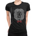 tシャツ レディース 半袖 ブラック 黒 デザイン M L Tシャツ ティーシャツ T shirt 010885 ライオン 動物 リボン