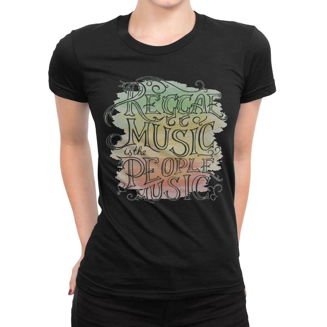 tシャツ レディース 半袖 ブラック 黒 デザイン M L Tシャツ ティーシャツ T shirt 010898 レゲエ　音楽　英語