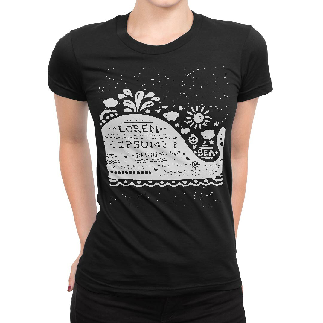 tシャツ レディース 半袖 ブラック 黒 デザイン M L Tシャツ ティーシャツ T shirt 011019 くじら　海　英語 kabekore-11282635 kabeコレ パッケージ画像