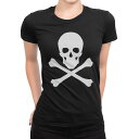 tシャツ レディース 半袖 ブラック 黒 デザイン M L Tシャツ ティーシャツ T shirt 011644 ドクロ 骸骨 黒