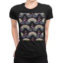 tシャツ レディース 半袖 ブラック 黒 デザイン M L Tシャツ ティーシャツ T shirt 012008 クジラ 虹 ハート