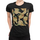 tシャツ レディース 半袖 ブラック 黒 デザイン M L Tシャツ ティーシャツ T shirt 012061 オレンジ 果物 柄