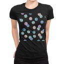 tシャツ レディース 半袖 ブラック 黒 デザイン M L Tシャツ ティーシャツ T shirt 012951 水玉 斑点 パステル