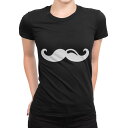 tシャツ レディース 半袖 ブラック 黒 デザイン M L Tシャツ ティーシャツ T shirt 012988 ヒゲ モノトーン マーク