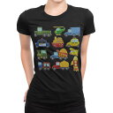 tシャツ レディース 半袖 ブラック 黒 デザイン M L Tシャツ ティーシャツ T shirt 013189 乗り物 飛行機 救急車