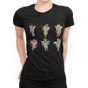 tシャツ レディース 半袖 ブラック 黒 デザイン M L Tシャツ ティーシャツ T shirt 013249 妖精 かわいい