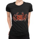 tシャツ レディース 半袖 ブラック 黒 デザイン M L Tシャツ ティーシャツ T shirt 013264 かに 海 絵