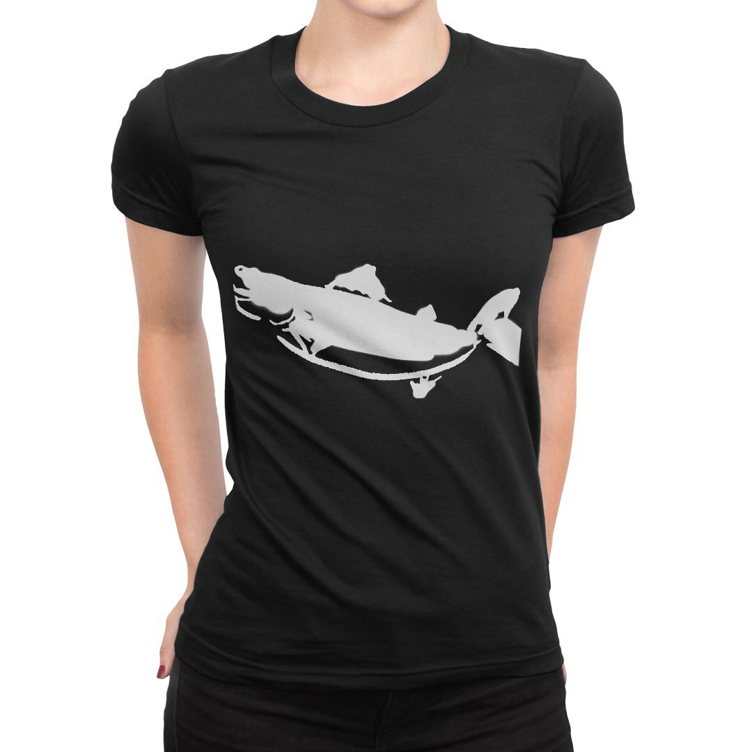 tシャツ レディース 半袖 ブラック 黒 デザイン M L Tシャツ ティーシャツ T shirt 013266 魚 海 絵