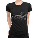 tシャツ レディース 半袖 ブラック 黒 デザイン M L Tシャツ ティーシャツ T shirt 013294 食べ物 絵 魚