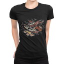 tシャツ レディース 半袖 ブラック 黒 デザイン M L Tシャツ ティーシャツ T shirt 013297 食べ物 絵 かに