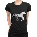 tシャツ レディース 半袖 ブラック 黒 デザイン M L Tシャツ ティーシャツ T shirt 013313 馬 シルエット 鳥