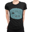 tシャツ レディース 半袖 ブラック 黒 デザイン M L Tシャツ ティーシャツ T shirt 013458 誕生日 ケーキ 水色