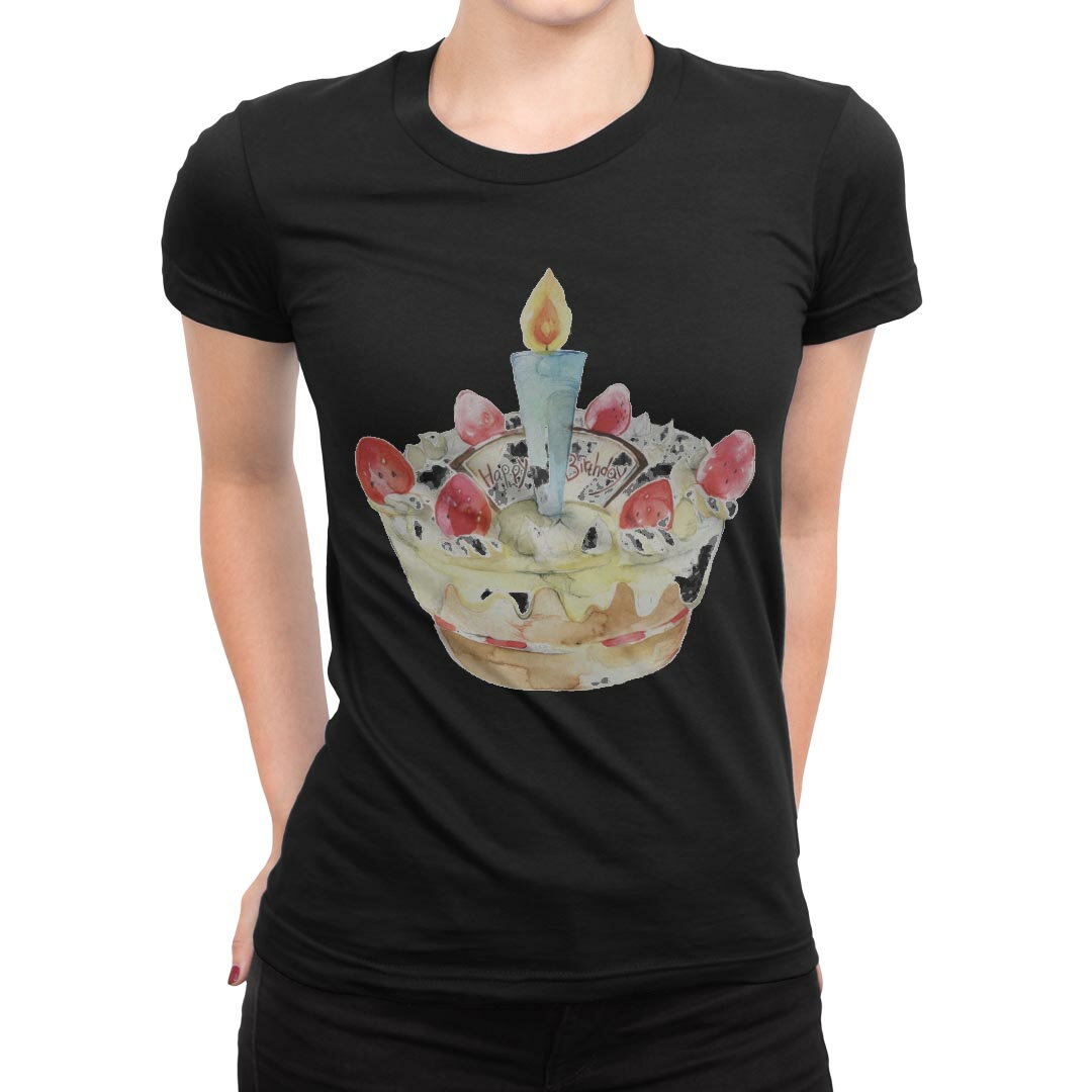 Rakuten - tシャツ レディース 半袖 ブラック 黒 デザイン M L Tシャツ ティーシャツ T shirt 013475 ケーキ　誕生日　ろうそく