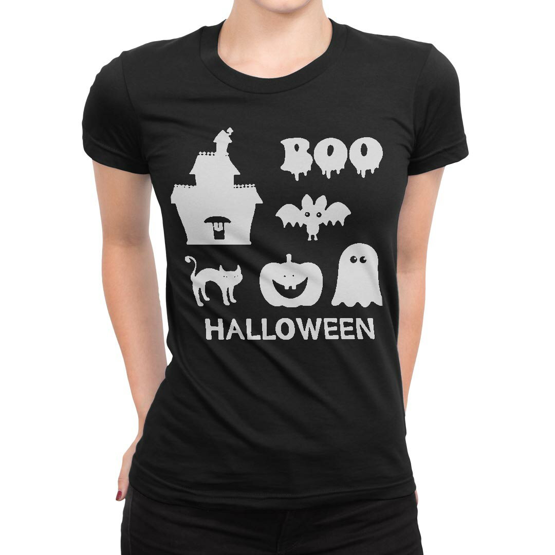 tシャツ レディース 半袖 ブラック 黒 デザイン M L Tシャツ ティーシャツ T shirt 013515 ハロウィン おばけ かぼちゃ