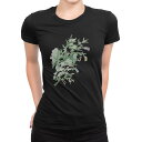 tシャツ レディース 半袖 ブラック 黒 デザイン M L Tシャツ ティーシャツ T shirt 013571 七夕 笹 水彩