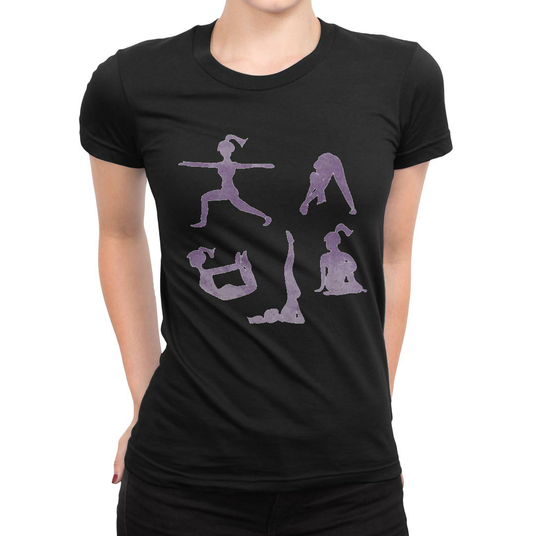 tシャツ レディース 半袖 ブラック 黒 デザイン M L Tシャツ ティーシャツ T shirt 013606 ヨガ 女性 体操