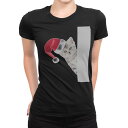 tシャツ レディース 半袖 ブラック 黒 デザイン M L Tシャツ ティーシャツ T shirt 013836 クリスマス 猫 動物