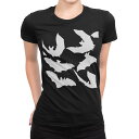 tシャツ レディース 半袖 ブラック 黒 デザイン M L Tシャツ ティーシャツ T shirt 013864 ハロウィン コウモリ