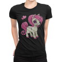 tシャツ レディース 半袖 ブラック 黒 デザイン M L Tシャツ ティーシャツ T shirt 013923 ユニコーン ハート