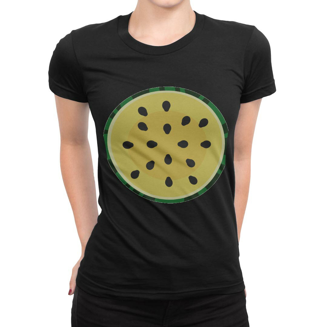 tシャツ レディース 半袖 ブラック 黒 デザイン M L Tシャツ ティーシャツ T shirt 014412 スイカ　黄色　夏