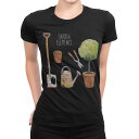 tシャツ レディース 半袖 ブラック 黒 デザイン M L Tシャツ ティーシャツ T shirt 014424 植物 ガーデニング