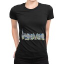 tシャツ レディース 半袖 ブラック 黒 デザイン M L Tシャツ ティーシャツ T shirt 014656 風景 景色 カラフル